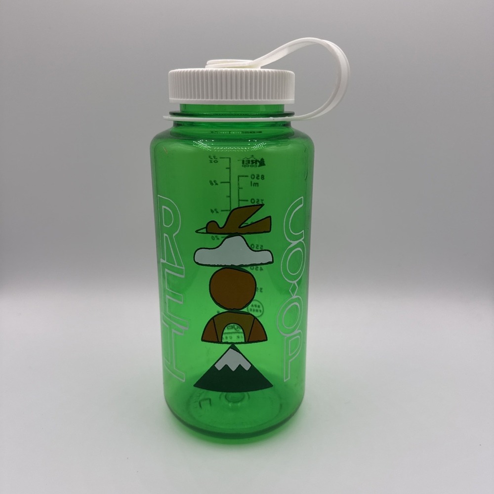 REI Co-Op Nalgene 32oz Camping Water Bottle Screw-Top Green White